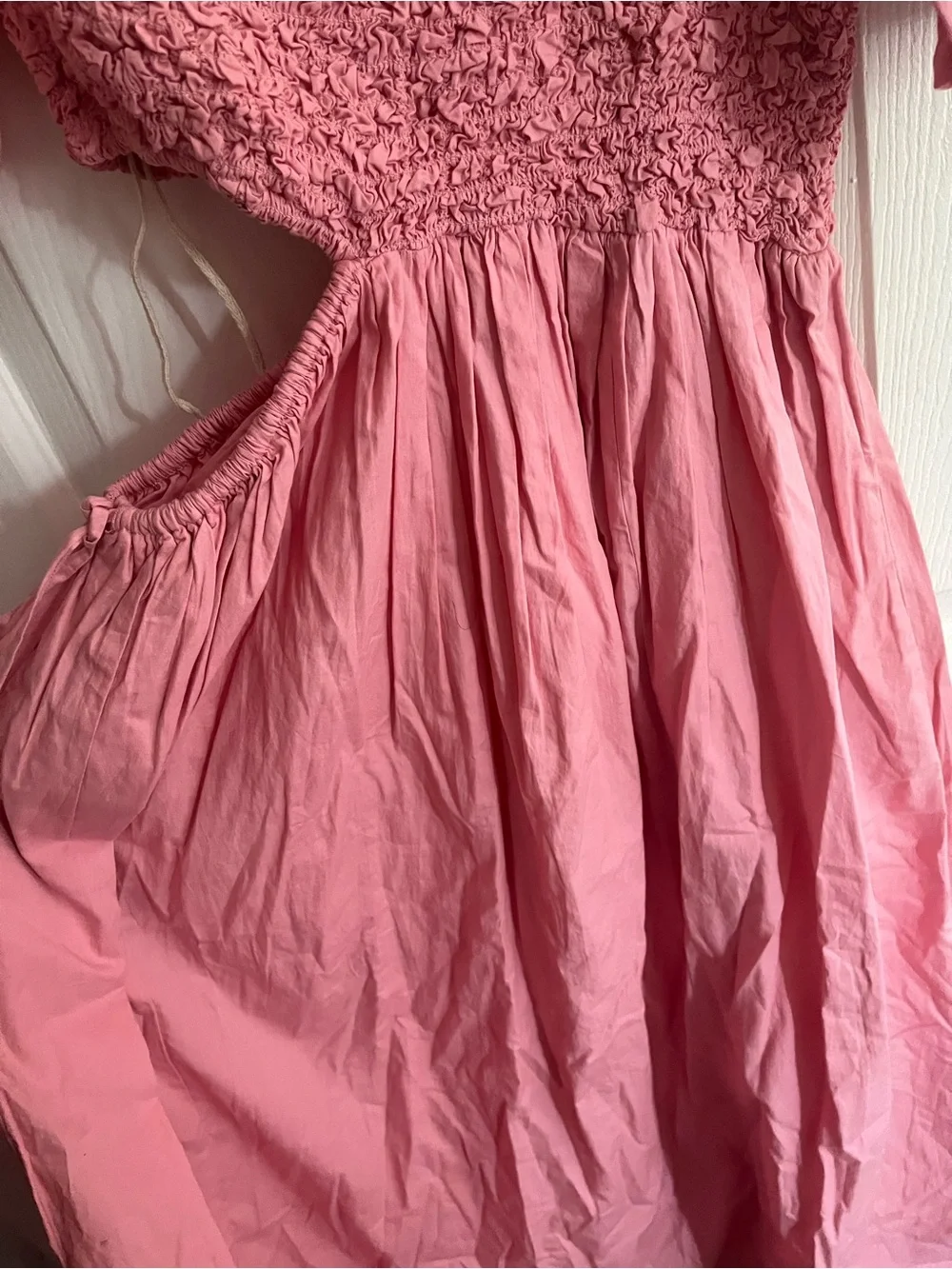 Free People Maxi Dress Pink Kalina Smocked Puff Sleeve Cutout size XS